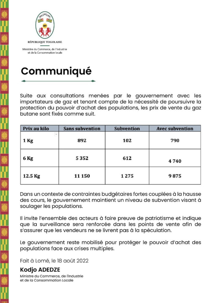 1 communique gaz butane