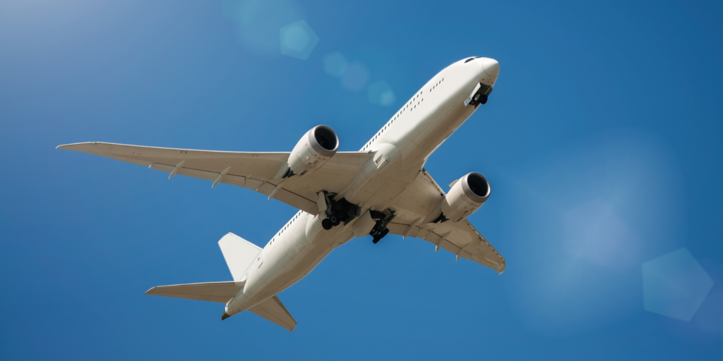 transport aérien vu d'un avion