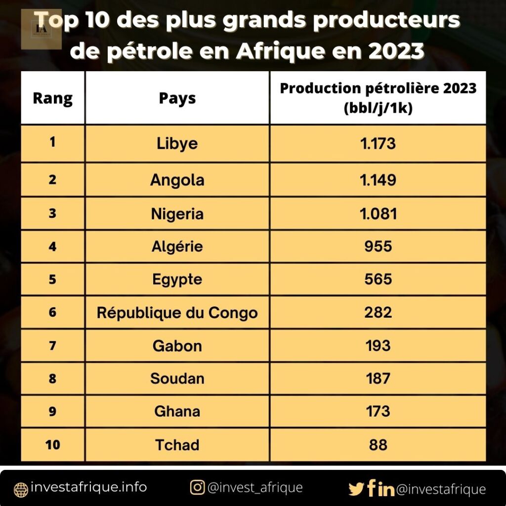 Top 10 des plus grands producteurs de pétrole en Afrique en 2023